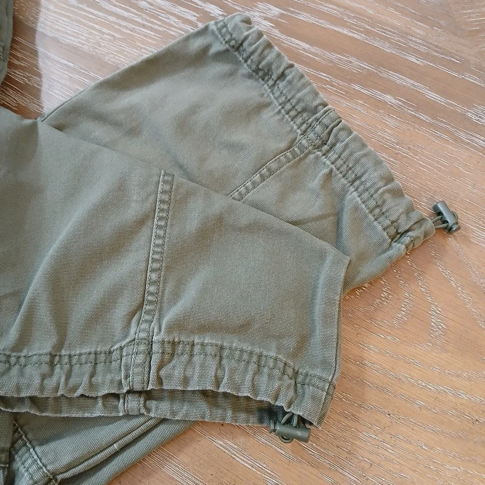 Aeropostale Men Cargo Pants SzS Olive Drawstring Hem Cotton Outdoors Hiking
